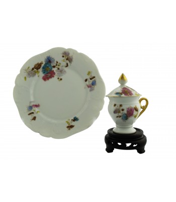 Cremeira e Pratinho em Porcelana Francesa Limoges