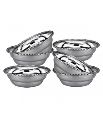 Conjunto de 6 bowls em metal espessurado a prata